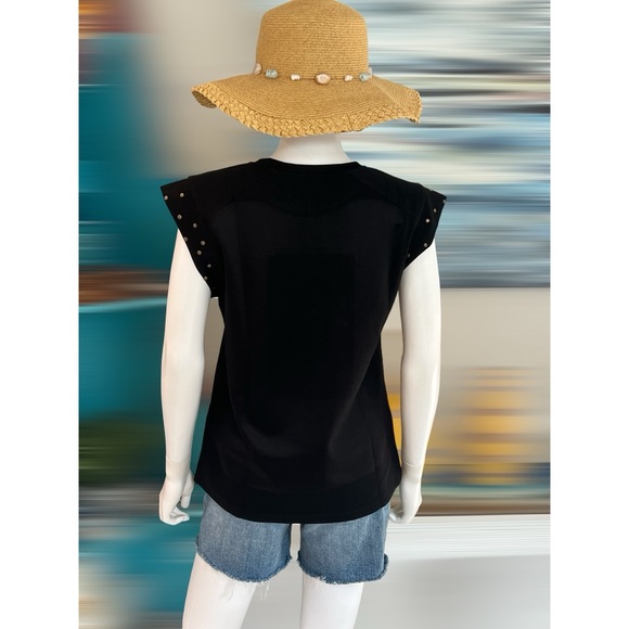 Black detailed sequin flag top sz S M L - Picture 6 of 7